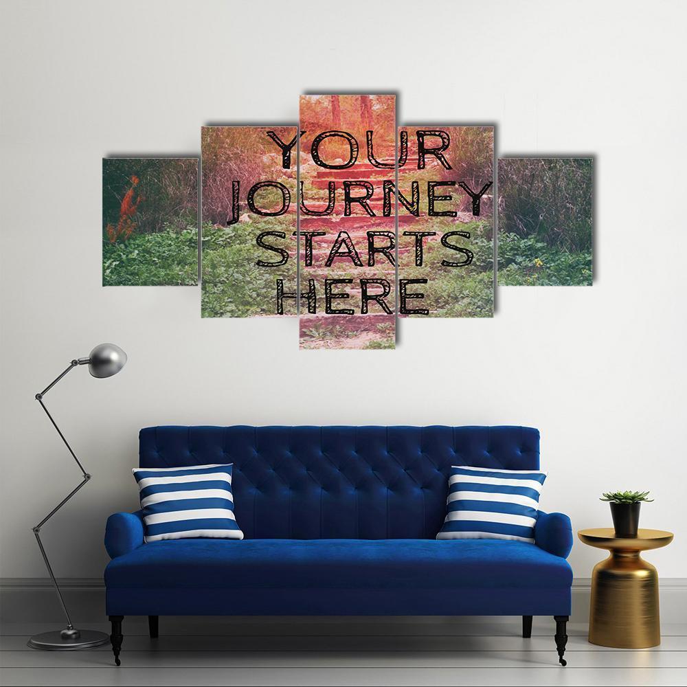 Quote "Your Journey Starts Here" Canvas Wall Art-5 Star-Gallery Wrap-62" x 32"-Tiaracle