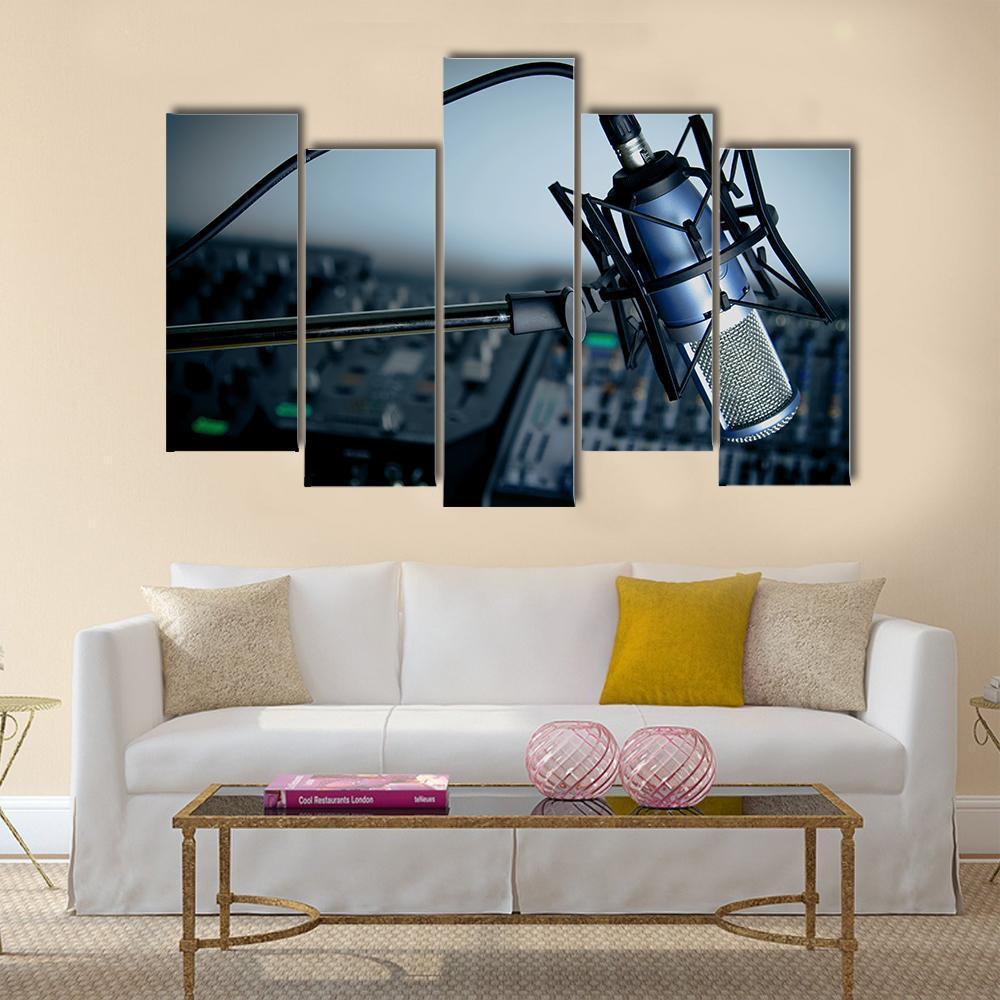 Radio Recording Studio Canvas Wall Art-5 Pop-Gallery Wrap-47" x 32"-Tiaracle