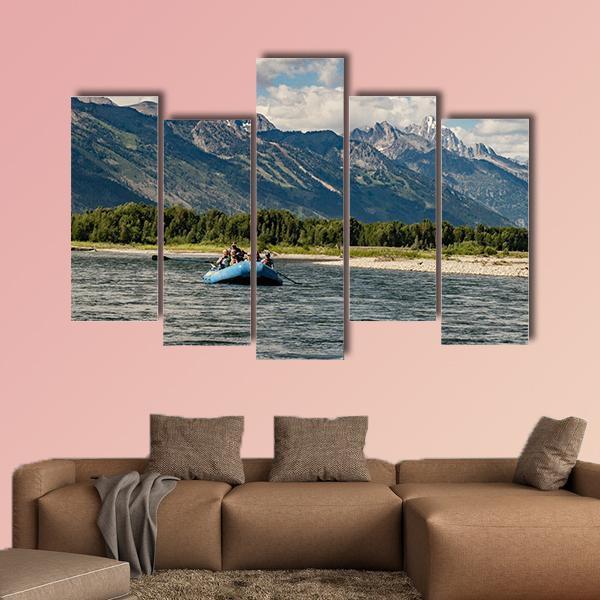 Rafting The Snake River In Wyoming Canvas Wall Art-5 Pop-Gallery Wrap-47" x 32"-Tiaracle
