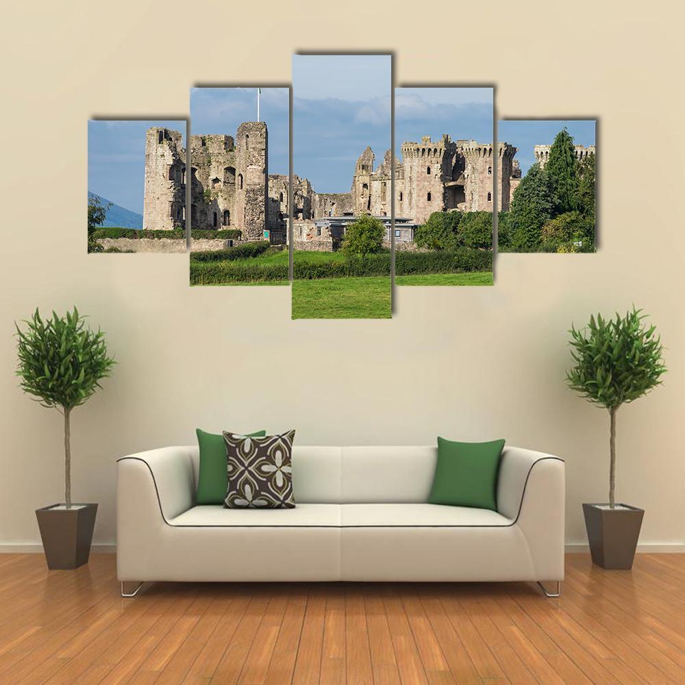 Raglan Castle Canvas Wall Art-5 Star-Gallery Wrap-62" x 32"-Tiaracle