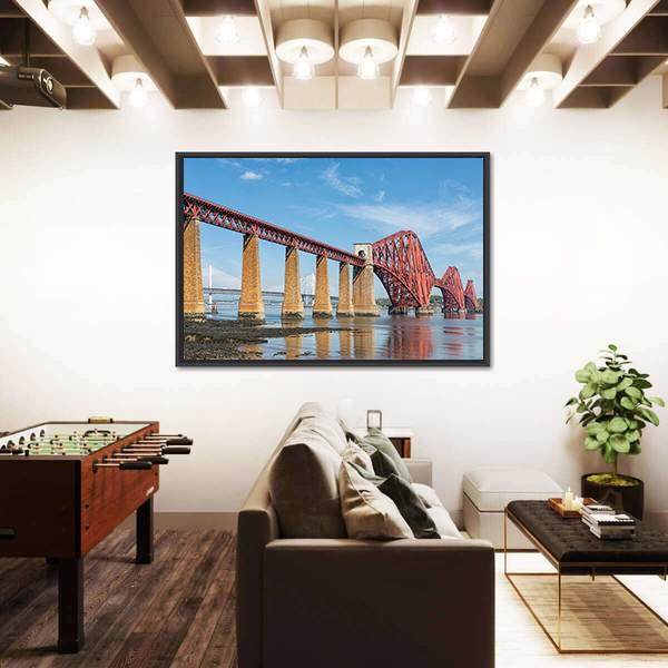 Railway Bridge Over Firth Of Forth In Scotland Canvas Wall Art-3 Horizontal-Gallery Wrap-25" x 16"-Tiaracle