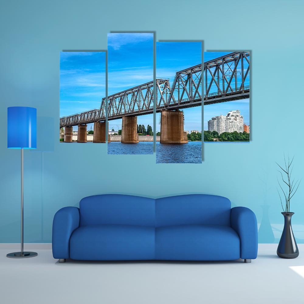 Railway Bridge Over The River Canvas Wall Art-4 Pop-Gallery Wrap-50" x 32"-Tiaracle