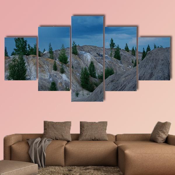 Rain Approaching Bare Hills In Russia Canvas Wall Art-5 Star-Gallery Wrap-62" x 32"-Tiaracle