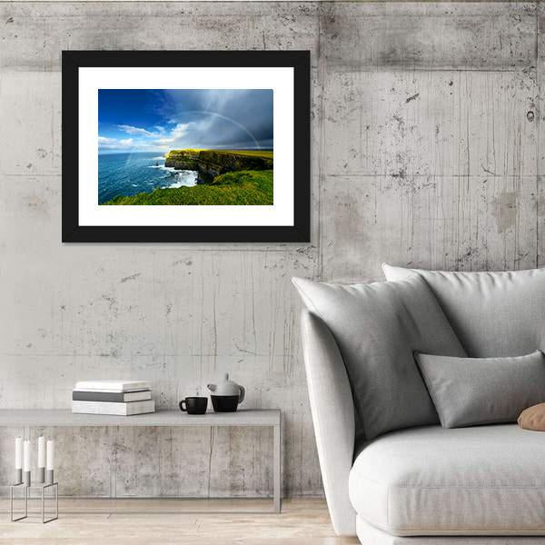 Rainbow Above Cliff Panoramic Canvas Wall Art-1 Piece-36" x 12"-Tiaracle