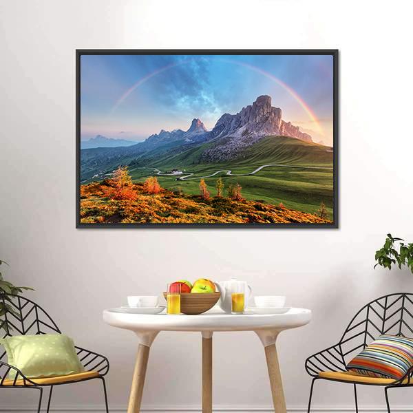 Rainbow In Alps Canvas Wall Art-3 Horizontal-Gallery Wrap-25" x 16"-Tiaracle