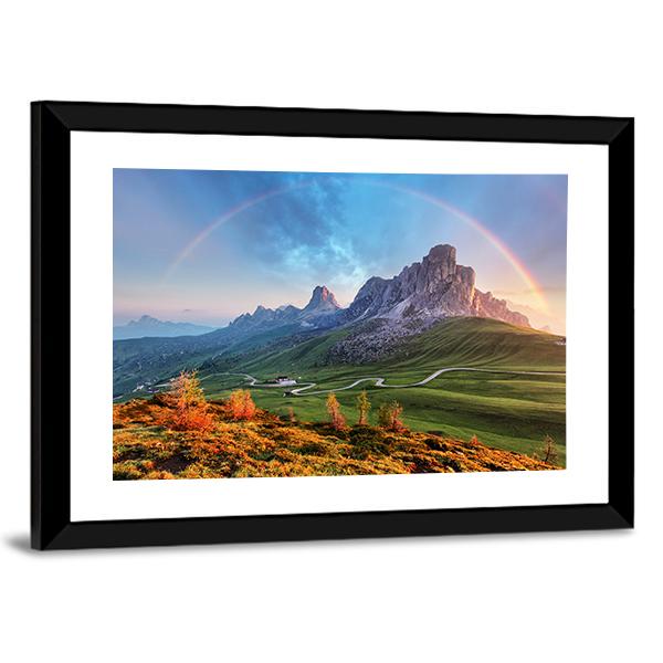 Rainbow In Alps Canvas Wall Art-3 Horizontal-Gallery Wrap-25" x 16"-Tiaracle