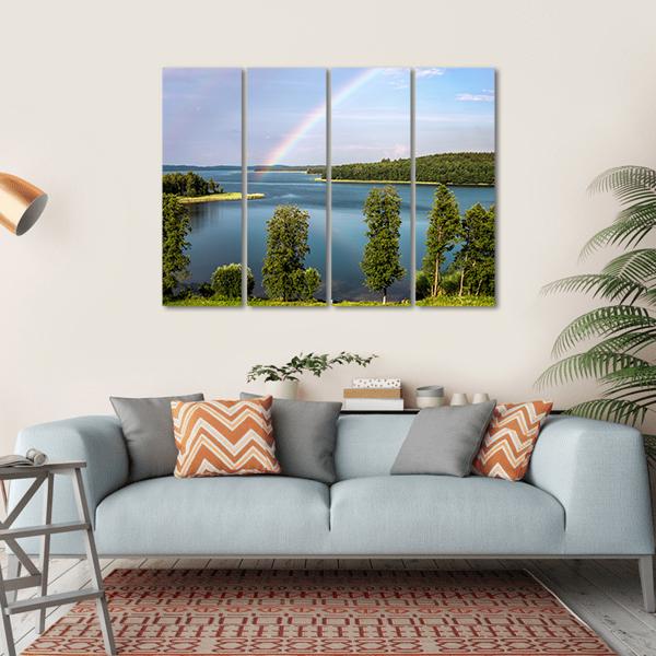 Rainbow In Summer Over Stroust Lake Canvas Wall Art-4 Horizontal-Gallery Wrap-34" x 24"-Tiaracle