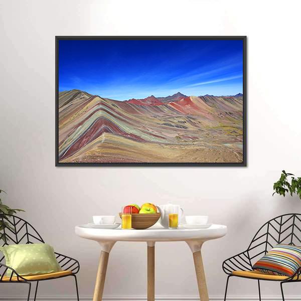 Rainbow Mountain In Peru Canvas Wall Art-1 Piece-Floating Frame-24" x 16"-Tiaracle