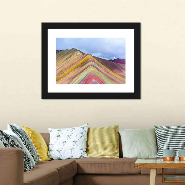 Rainbow Mountain Peru Canvas Wall Art-1 Piece-Framed Print-20" x 16"-Tiaracle