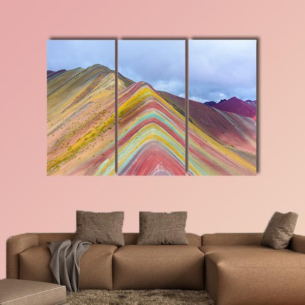 Rainbow Mountain Peru Canvas Wall Art-3 Horizontal-Gallery Wrap-37" x 24"-Tiaracle