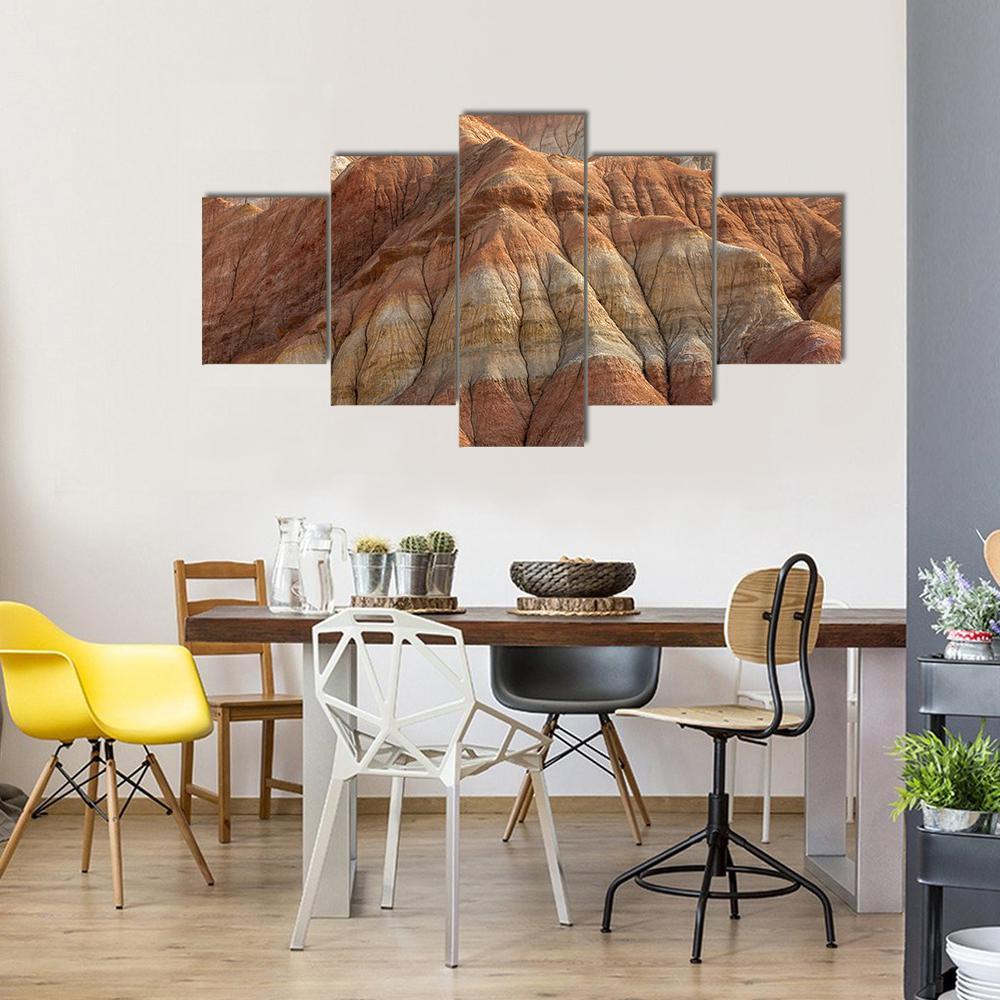 Rainbow Mountains In Asian Geopark At China Canvas Wall Art-5 Star-Gallery Wrap-62" x 32"-Tiaracle