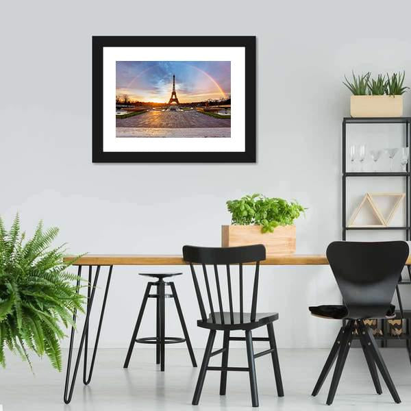 Rainbow Over Eiffel Tower Canvas Wall Art-5 Horizontal-Gallery Wrap-22" x 12"-Tiaracle
