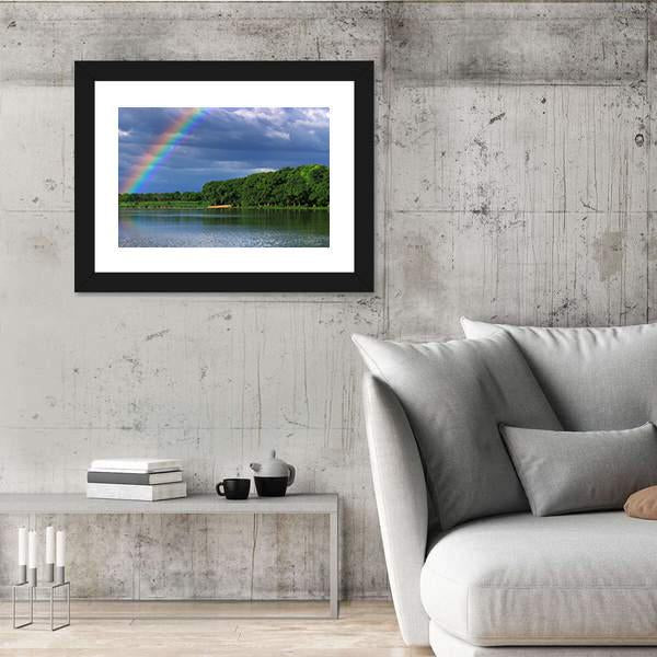 Rainbow Over The Lake Close Up Canvas Wall Art-3 Horizontal-Gallery Wrap-25" x 16"-Tiaracle