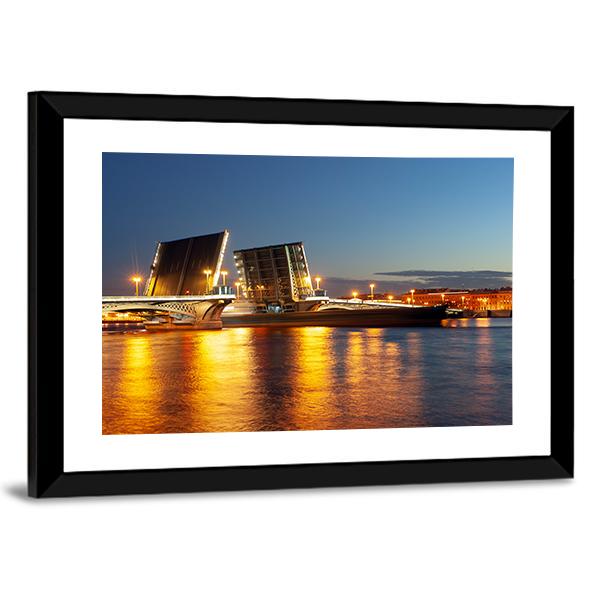 Raised Blagoveshchensky Bridge Panoramic Canvas Wall Art-1 Piece-36" x 12"-Tiaracle