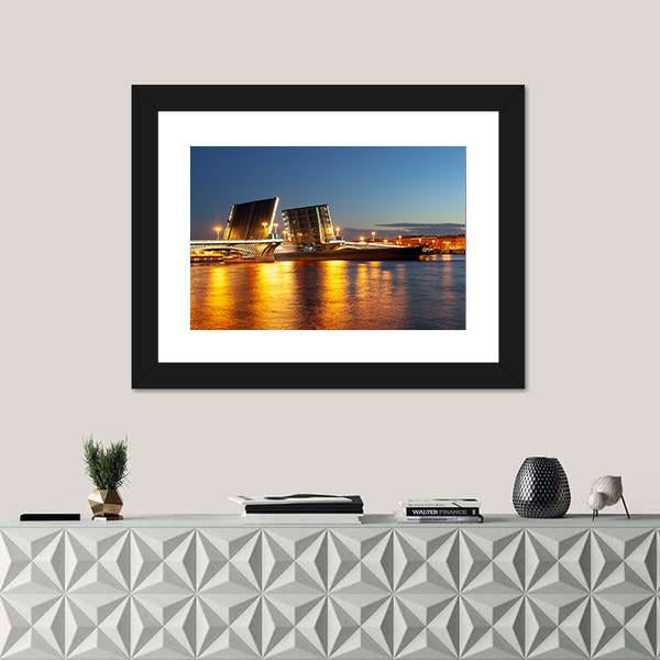 Raised Blagoveshchensky Bridge Panoramic Canvas Wall Art-1 Piece-36" x 12"-Tiaracle