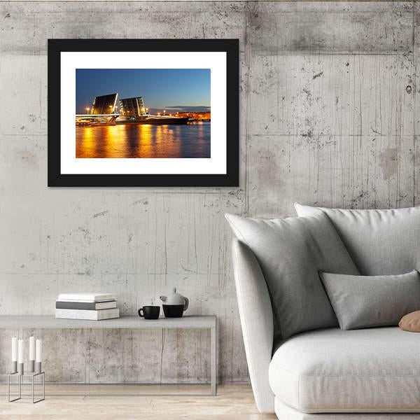 Raised Blagoveshchensky Bridge Panoramic Canvas Wall Art-1 Piece-36" x 12"-Tiaracle