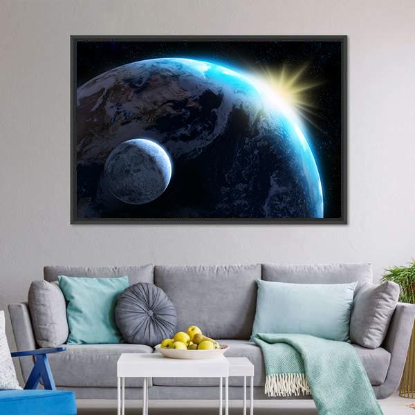Raising Sun Illuminating Our Planet Canvas Wall Art-3 Horizontal-Gallery Wrap-25" x 16"-Tiaracle