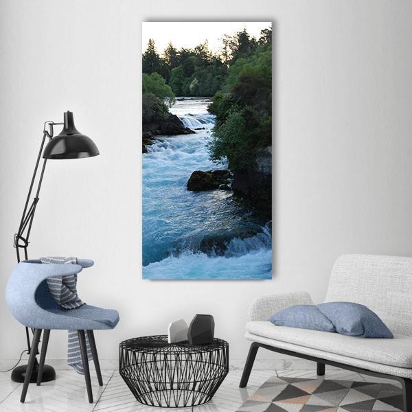 Rapid Huka Falls In New Zealand Vertical Canvas Wall Art-1 Vertical-Gallery Wrap-12" x 24"-Tiaracle