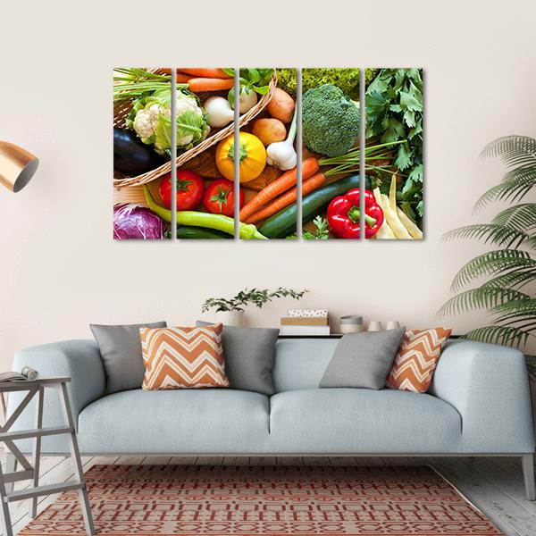 Raw Vegetables Canvas Wall Art-5 Horizontal-Gallery Wrap-22" x 12"-Tiaracle