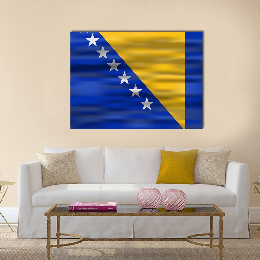 Realistic Flag Bosnia And Herzegovina Canvas Wall Art-1 Piece-Gallery Wrap-36" x 24"-Tiaracle