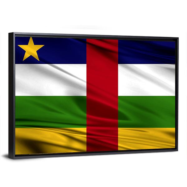 Realistic Flag Of Central African Republic Canvas Wall Art-3 Horizontal-Gallery Wrap-25" x 16"-Tiaracle