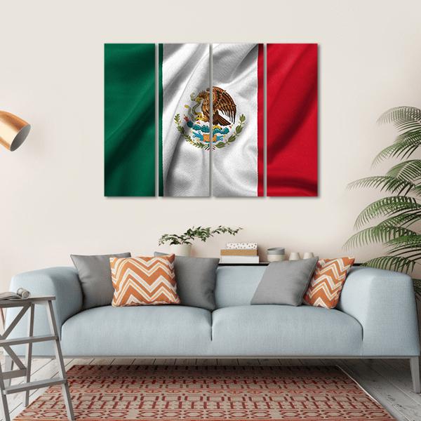 Flag Of Mexico Canvas Wall Art-4 Horizontal-Gallery Wrap-34" x 24"-Tiaracle