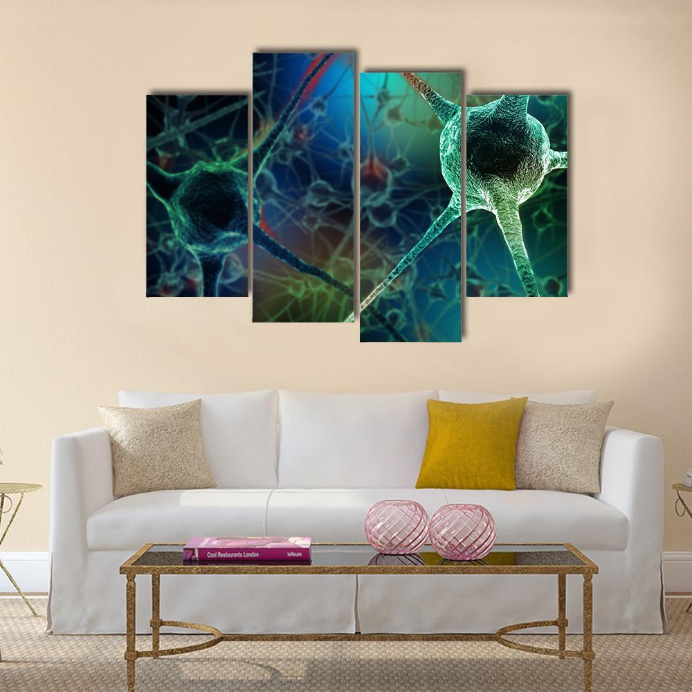 Realistic Rendering Of Neurone Canvas Wall Art-4 Pop-Gallery Wrap-50" x 32"-Tiaracle