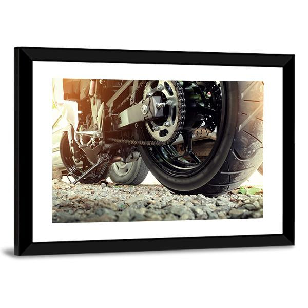 Rear chain And Sprocket Of Motorcycle Wheel Canvas Wall Art-3 Horizontal-Gallery Wrap-25" x 16"-Tiaracle