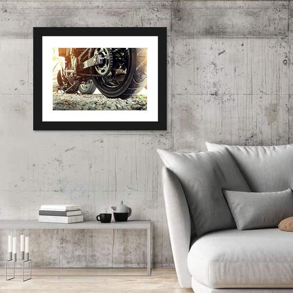 Rear chain And Sprocket Of Motorcycle Wheel Canvas Wall Art-3 Horizontal-Gallery Wrap-25" x 16"-Tiaracle