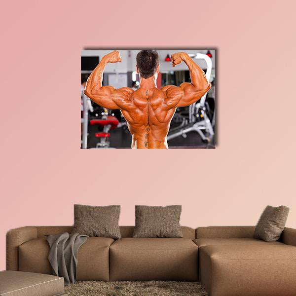 Rear View Of Male Bodybuilder Canvas Wall Art-1 Piece-Gallery Wrap-36" x 24"-Tiaracle