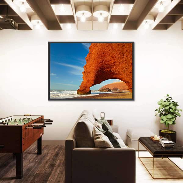 Red Archs On Atlantic Ocean Coast Canvas Wall Art-3 Horizontal-Gallery Wrap-25" x 16"-Tiaracle