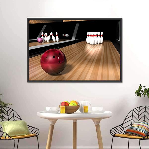 Red Bowling Ball Canvas Wall Art-5 Horizontal-Gallery Wrap-22" x 12"-Tiaracle