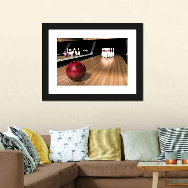 Red Bowling Ball Canvas Wall Art-5 Horizontal-Gallery Wrap-22" x 12"-Tiaracle