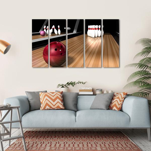 Red Bowling Ball Canvas Wall Art-5 Horizontal-Gallery Wrap-22" x 12"-Tiaracle
