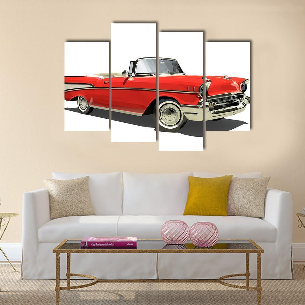 Red Car With An Open Top Canvas Wall Art-4 Pop-Gallery Wrap-50" x 32"-Tiaracle