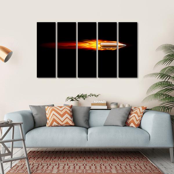 Moving Red Fiery Bullet Canvas Wall Art-5 Horizontal-Gallery Wrap-22" x 12"-Tiaracle