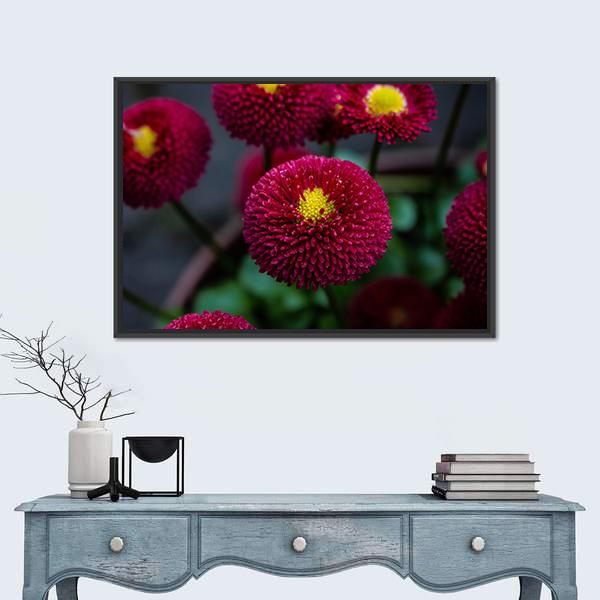 Red Flowers In Apot Canvas Wall Art-1 Piece-Floating Frame-24" x 16"-Tiaracle