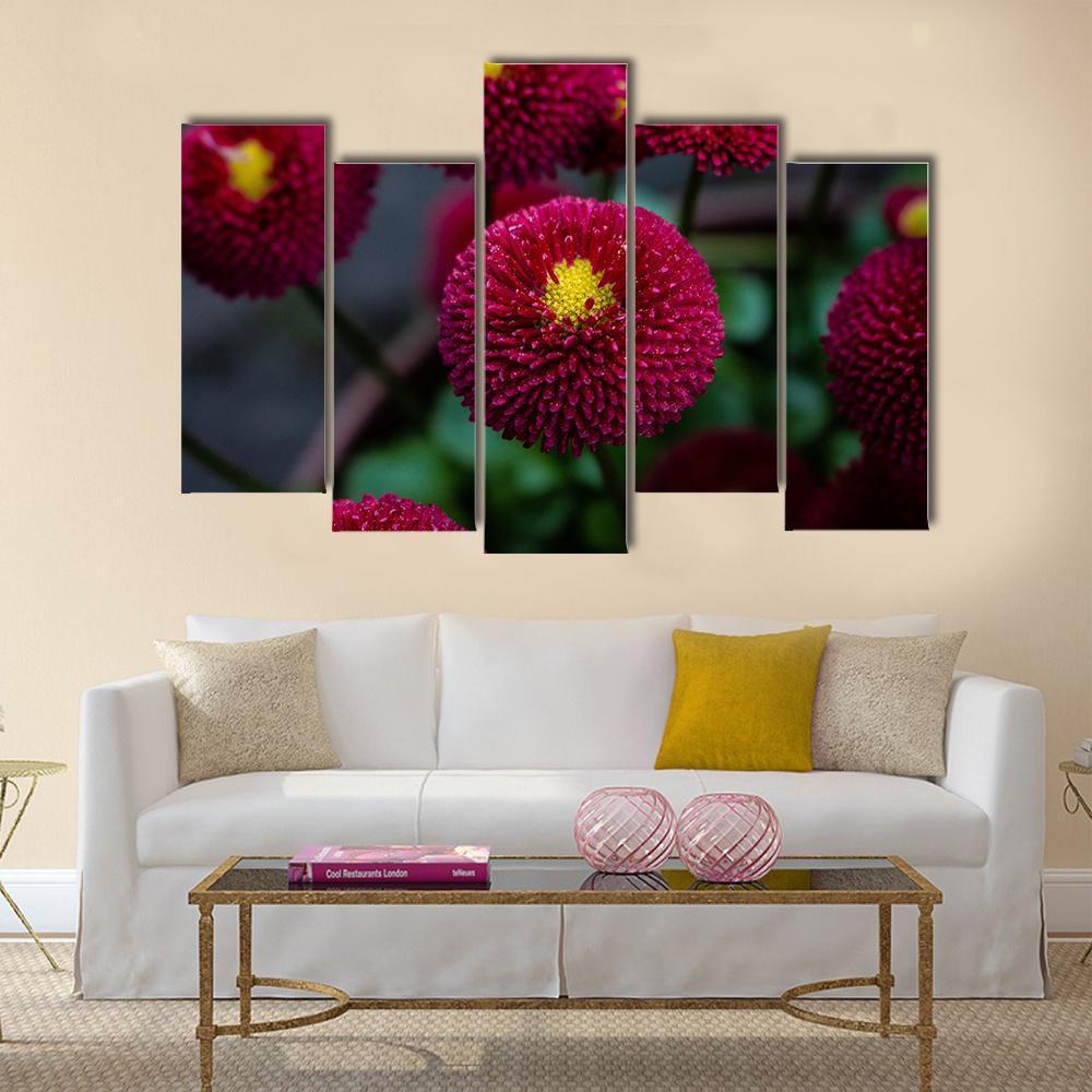 Red Flowers In Apot Canvas Wall Art-5 Pop-Gallery Wrap-47" x 32"-Tiaracle