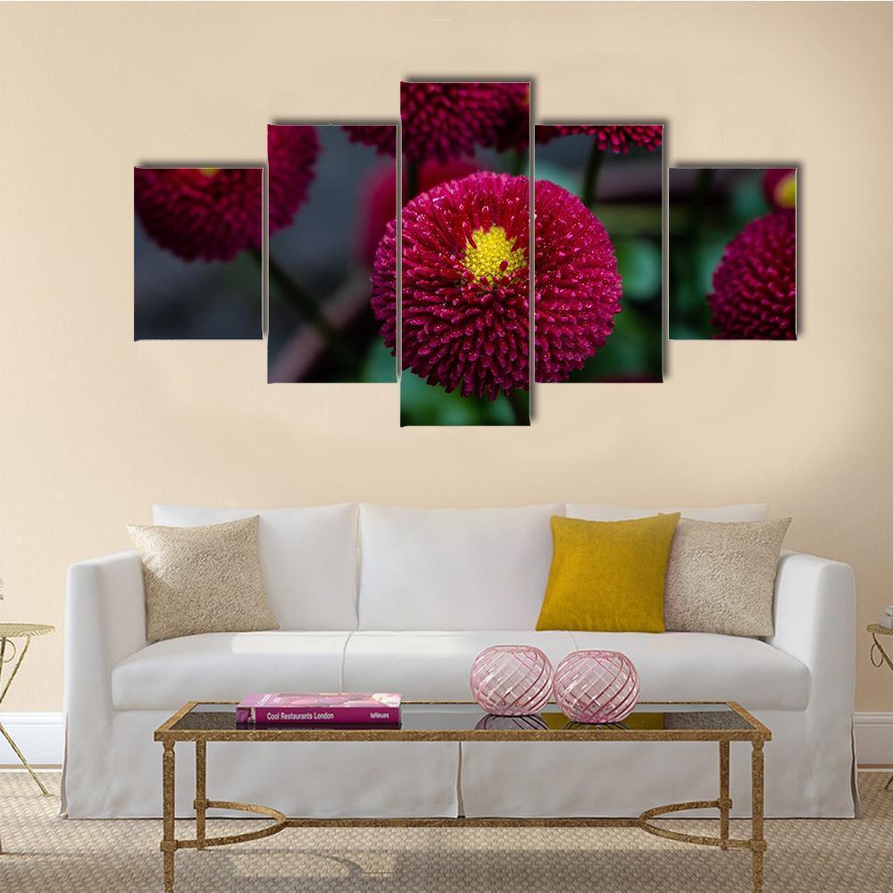 Red Flowers In Apot Canvas Wall Art-5 Star-Gallery Wrap-62" x 32"-Tiaracle
