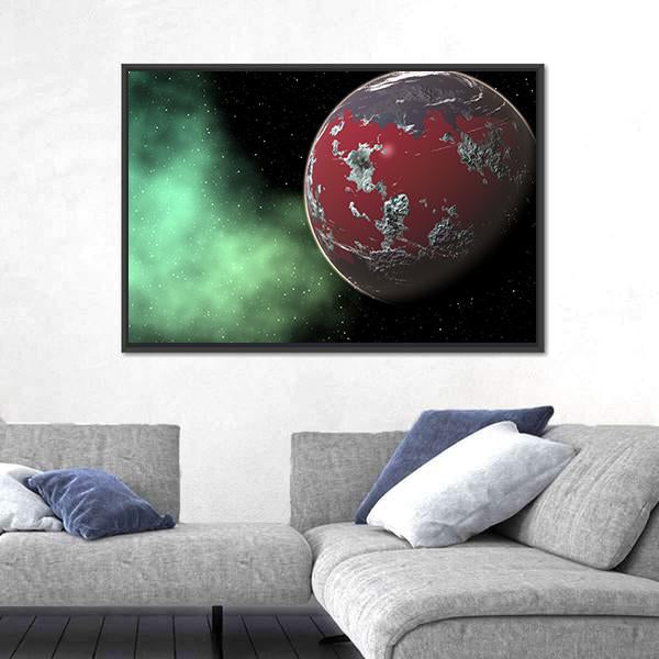 Red Gas Giant- Yavin in Deep Space Canvas Wall Art-3 Horizontal-Gallery Wrap-25" x 16"-Tiaracle