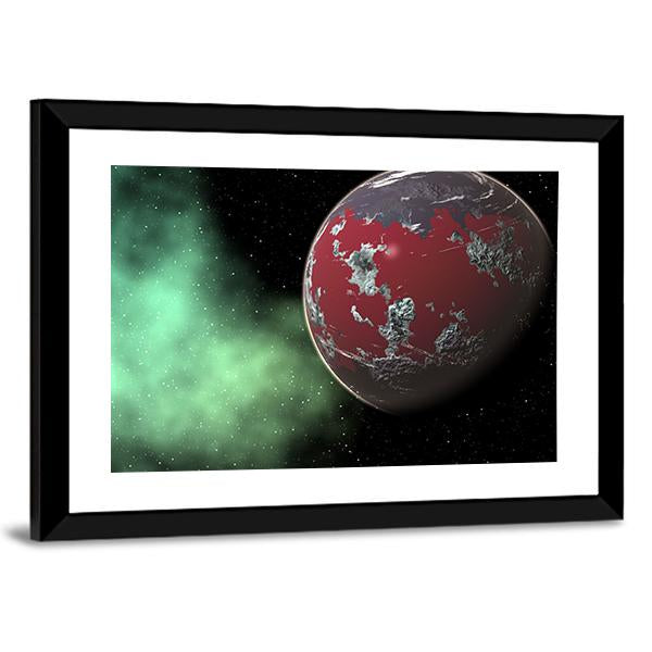 Red Gas Giant- Yavin in Deep Space Canvas Wall Art-3 Horizontal-Gallery Wrap-25" x 16"-Tiaracle
