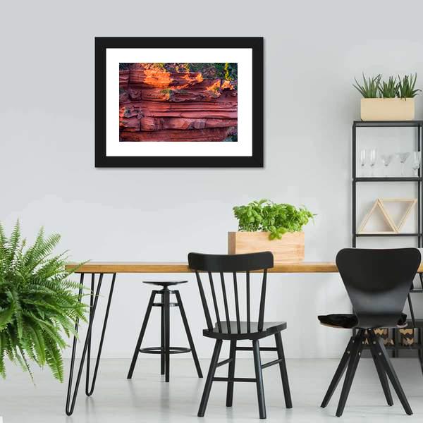 Red Layered Cliff Canvas Wall Art-3 Horizontal-Gallery Wrap-25" x 16"-Tiaracle