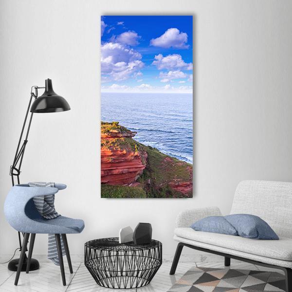 Red Layered Cliffs Of Scotland Vertical Canvas Wall Art-1 Vertical-Gallery Wrap-12" x 24"-Tiaracle