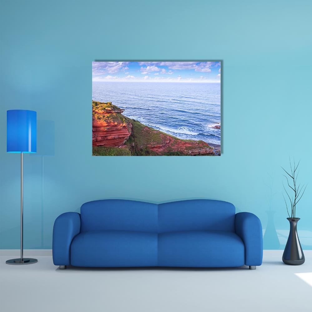 Red Layered Cliffs Of Scotland's Canvas Wall Art-1 Piece-Gallery Wrap-48" x 32"-Tiaracle