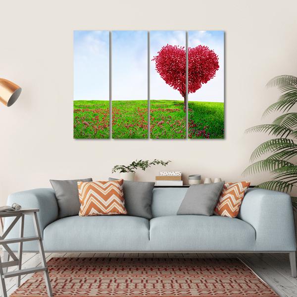 Red Love Tree In Summer Canvas Wall Art-4 Horizontal-Gallery Wrap-34" x 24"-Tiaracle