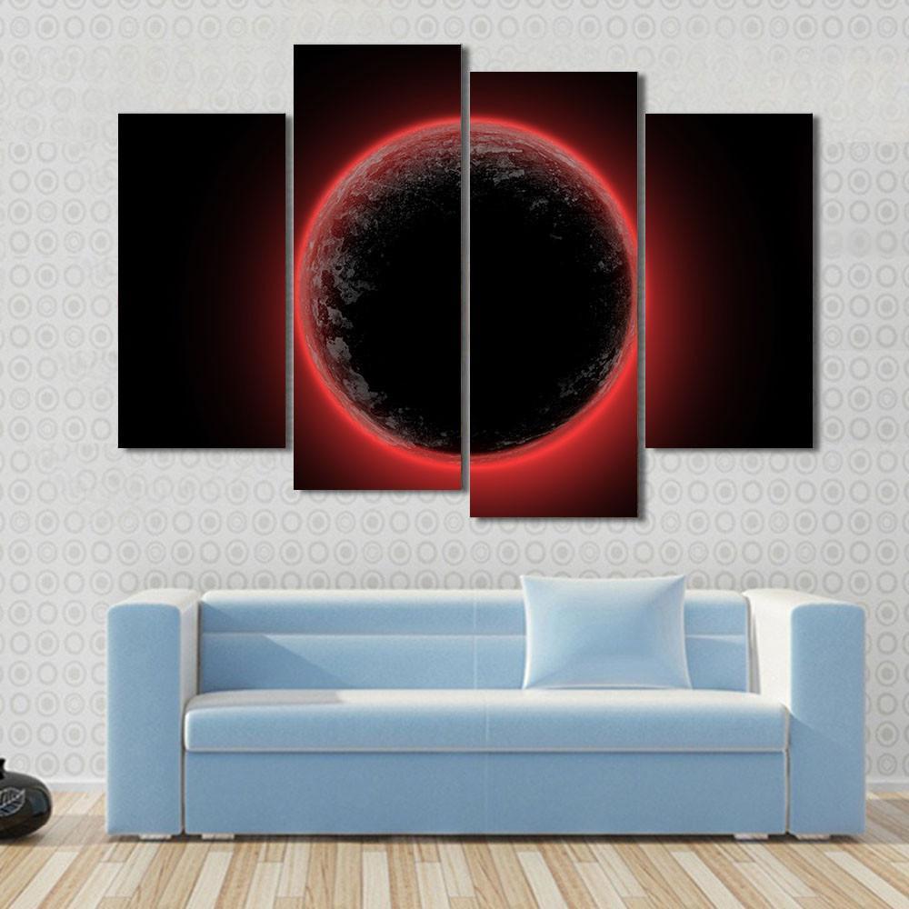 Red Planet From Deep Space Canvas Wall Art-4 Pop-Gallery Wrap-50" x 32"-Tiaracle
