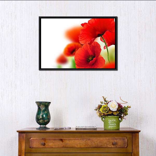 Red Poppies Canvas Wall Art-1 Piece-Floating Frame-24" x 16"-Tiaracle