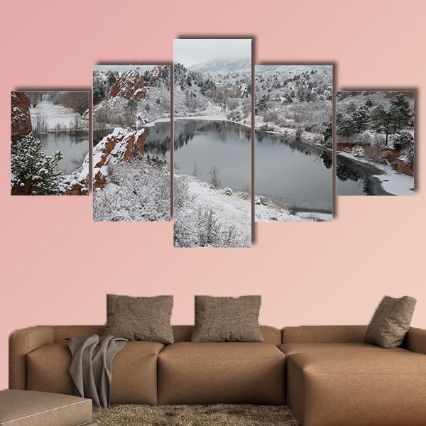 Red Rock Canyon After A Fresh Snowfall Canvas Wall Art-5 Star-Gallery Wrap-62" x 32"-Tiaracle