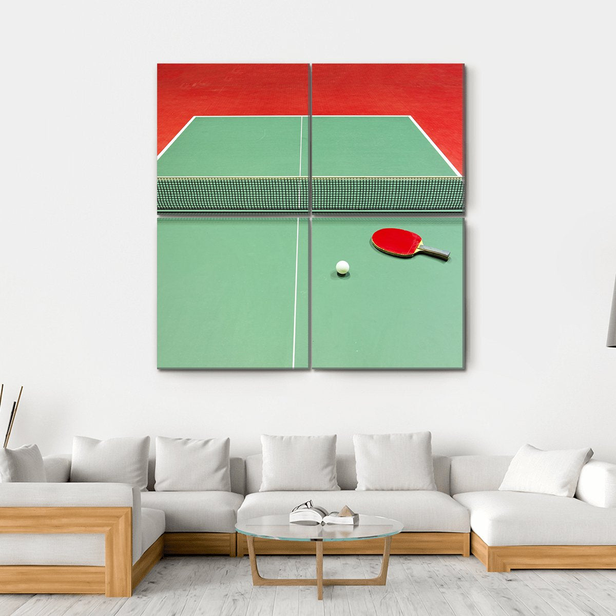 Red Table Tennis Racket Canvas Wall Art-4 Square-Gallery Wrap-17" x 17"-Tiaracle