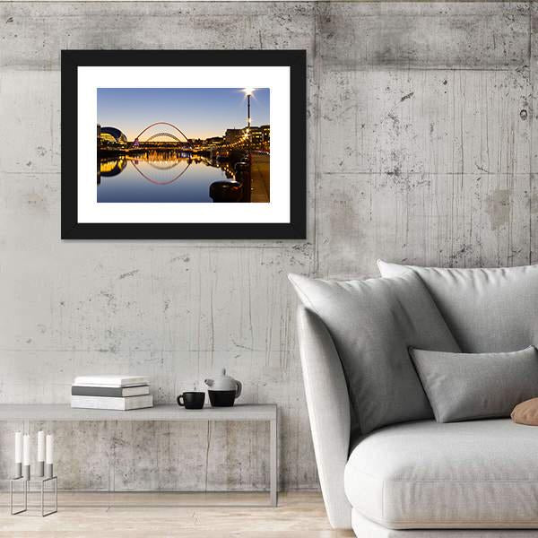 Reflected Tyne Bridges Canvas Wall Art-3 Horizontal-Gallery Wrap-25" x 16"-Tiaracle